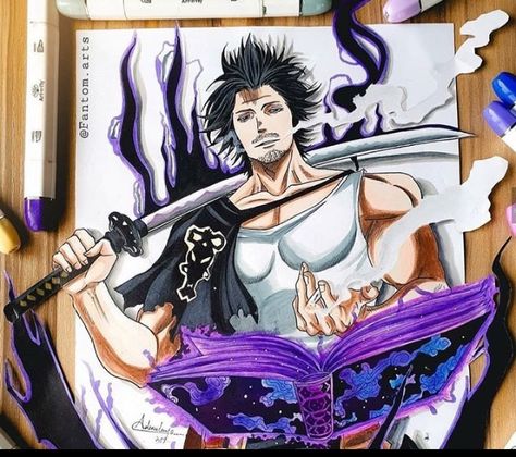 Captain Yami, Yami Sukehiro, Greek Mythology Tattoos, Naruto Sketch Drawing, Anime Drawing Books, Black Clover Manga, Commissioned Artwork, Black Bull, Black Clover Anime