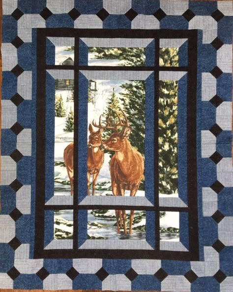 Modern Attic Window Quilting With Panels, Quilts With Panels, Stairs Remodel, Quilting Panels, Modern Attic, Attic Renovation On A Budget, Attic Window Quilts, Attic Windows, Wildlife Quilts