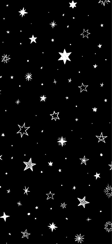 Star Doodle Wallpaper, Starcore Aesthetic, Stardust Wallpaper, Dark Layout, Star Wallpapers, Star Doodle, Doodle Background, Black Sheets, Cute Black Wallpaper