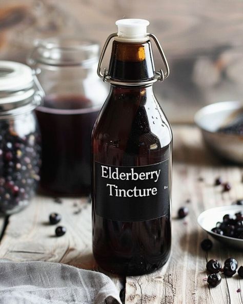 Elderberry Tincture - Homesteading etc. Elderberry Tincture Recipe, Elderberry Tincture, Tinctures Recipes, Inner Witch, Dried Berries, Ginger And Cinnamon, Boost Your Immune System, Long Shelf, Amber Glass Bottles