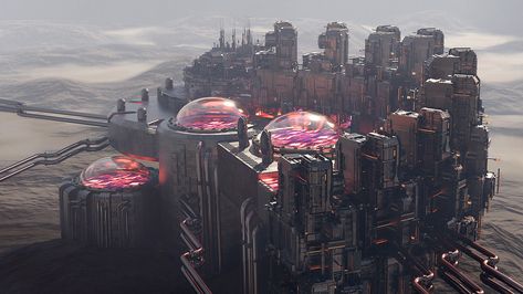 Future Technology Concept, Sci Fi Landscape, Futuristic Building, Sci Fi City, Sci Fi Environment, Fiction Idea, Spaceship Art, Fantasy Images, Futuristic City