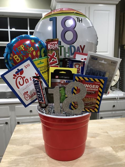 Money And Candy Gift Ideas Birthday, Boys Bday Gift Ideas, Gift Card Basket Ideas Birthday, 19th Birthday Gift Ideas For Guys, 18th Birthday Money Gift Ideas, Gift Card Presentation For Men, Boys 16th Birthday Gift Ideas, Gift Card Bouquet Birthday, 18th Birthday Idea