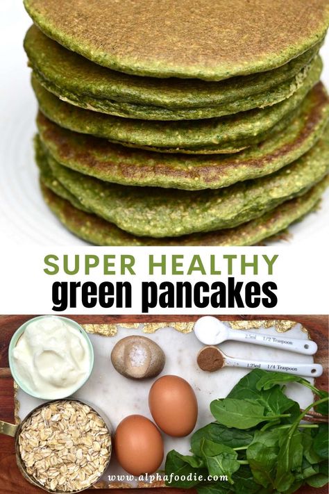 Oatmeal Pancakes Healthy, Green Pancakes, Spinach Pancakes, Breakfast Recipes Kids, Greek Yogurt Pancakes, Yogurt Pancakes, Breakfast Specials, Oat Pancakes, Oatmeal Pancakes