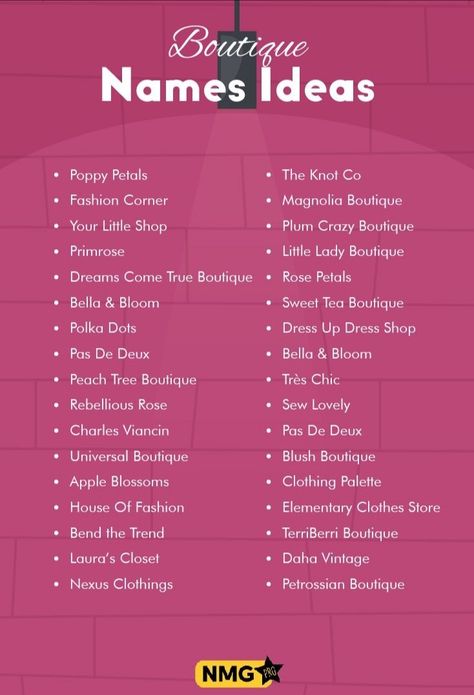 Fashion Names Ideas, Fashion Store Names, Boutique Names Ideas, Fashion Designers Names, Fashion Blog Names, Store Names Ideas, Shop Name Ideas, Business Name Ideas, Boutique Names