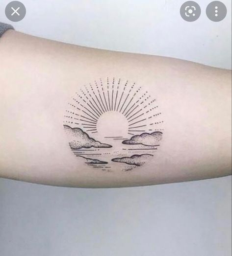 20 Tattoo, Sunrise Tattoo, Tattoo Sonne, Private Tattoos, Sunset Tattoos, Shape Tattoo, Summer Tattoo, Muster Tattoos, Cloud Tattoo