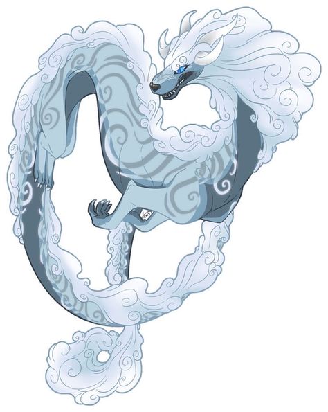 Cloud Character Design, Cloud Creature, Cloud Dragon, Elemental Dragons, Eastern Dragon, Fantasy Beasts, Creature Drawings, Dragon Pictures, Greek God