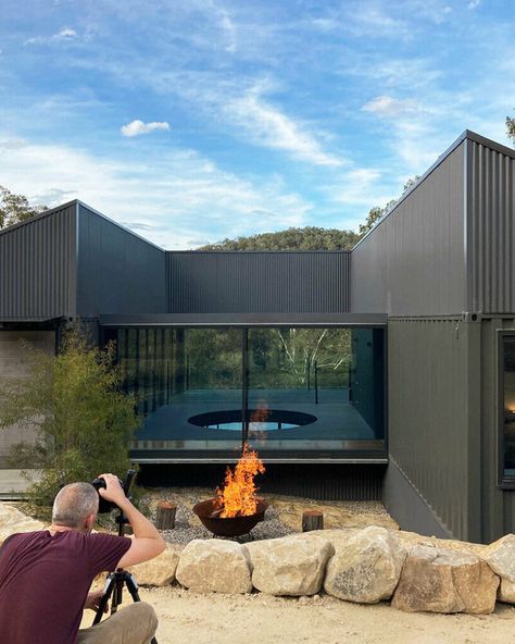 Container Homes Australia, Shipping Container Architecture, Container Pool, Shipping Container Home Designs, Shipping Container House Plans, Container Architecture, Small Pools, Exposed Concrete, Shipping Container House