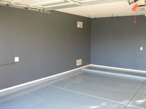 Dark Painted Garage Walls, Dark Grey Garage Walls, Dark Paint Garage Interior, Painting Inside Garage Walls, Grey Painted Garage Walls, Gray Garage Walls, Garage Interior Paint, Painted Garage Walls, Garage Paint Colors