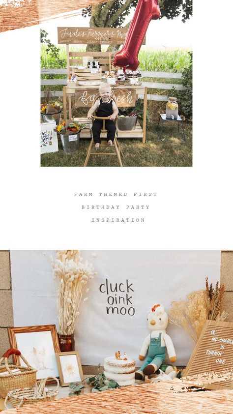 Farm Themed First Birthday - Lex What Wear Farm Party First Birthday, First Birthday Vintage Theme, Farmer First Birthday Party, Farm Baby Birthday Party, Modern Farm Birthday Party, Vintage Farm Birthday Party, Neutral Farm Birthday Party, Vintage First Birthday Boy, First Farm Birthday