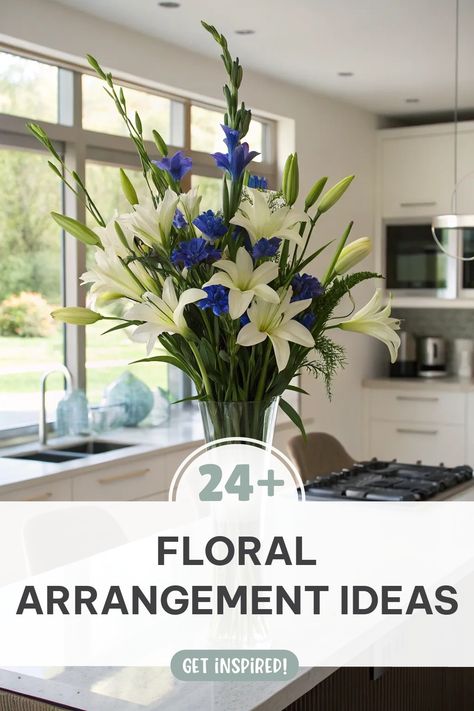 Click for More ➡️ | Save for Later ❤️ | Floral Arrangement Ideas: Elevate your decor with a classic tall vase design. Floral Arrangement Ideas, Tall Glass Vase, Ornamental Kale, Long Stem Flowers, Rustic Baskets, Artificial Hydrangeas, Rose Arrangements, Tall Vase, Arrangement Ideas