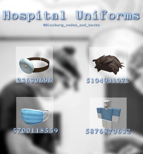 cedits to: bloxburg_codes_and_hacks on insta :) Roblox Hospital Outfit Codes, Nurse Outfit Roblox Id, Bloxburg Police Outfit Codes, Hospital Codes Bloxburg, Bloxburg Hospital Outfit Codes, Roblox Id Codes For Clothes Cinnamoroll, Coding School, Painting Mirror, Best Memes Ever