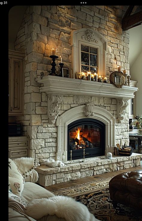 French Country Kitchen Ideas, Red Brick Fireplaces, Country Fireplace, Chestnuts Roasting, Country Kitchen Ideas, Fireplace Mantles, Stone Fireplaces, Fireplace Built Ins, French Country Kitchens