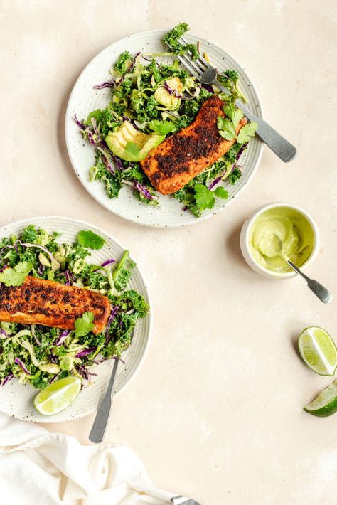 Mahi Mahi Salad, Mahi Salad, Blackened Mahi Mahi, Avocado Cilantro Dressing, Creamy Avocado Dressing, Dressing Salad, Avocado Salad Dressing, Cilantro Dressing, Salad With Avocado