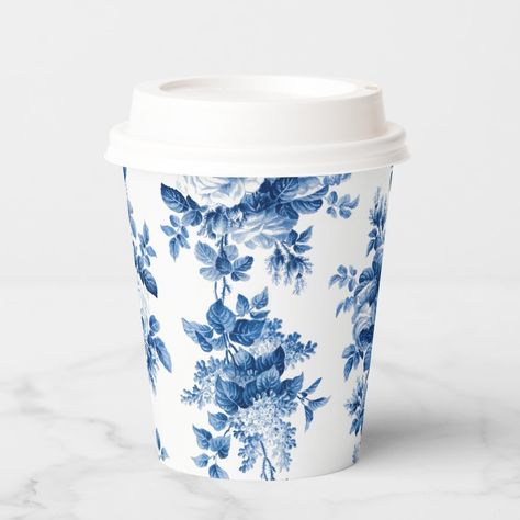 Elegant and chic rows of romantic painterly china blue vintage roses and foliage on clean white background. Greece Cafe, Coffee Gallery, Blue Coffee Cups, Blue White Weddings, Fav Products, Everything Is Blue, Blue Transferware, China Blue, Cafe Interior Design