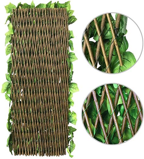 Faux Privacy Fence, Retractable Fence, Ivy Vine, Garden Hacks, Fencing Material, Willow Wood, California Garden, Metal Railings, Faux Leaf