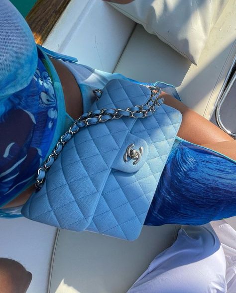 Jamilla Strand, Blue Chanel, Chanel Flap Bag, Fancy Bags, Bags Aesthetic, Pretty Bags, Outfit Look, Doja Cat, Coco Chanel