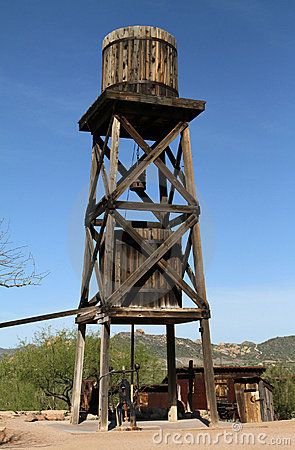 Old Water Tower Royalty Free Stock Photography - Image: 14904627 Goldfield Ghost Town, Old Western Towns, Old West Town, Planet Coaster, Pompe A Essence, Town Building, Water Towers, West Town, Western Town