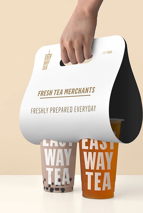 Easy Way Tea | Brand Design | McCartney Design Boba Tea Packaging Design, Juice Cup Design Ideas, Bubble Tea Branding Design, Boba Packaging Design, Bubble Tea Packaging Design, Bubble Tea Cup Design, Boba Tea Branding, Bubble Tea Branding, Boba Packaging