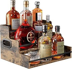 Holds up to 12 bottles of wine , perfect for displaying your favorite collection Syrup Organizer, Bottle Display Shelf, Liquor Bottle Display, Liquor Display, Liquor Shelf, Rustic Wine Racks, Bar Display, Rustic Bar, Bottle Display