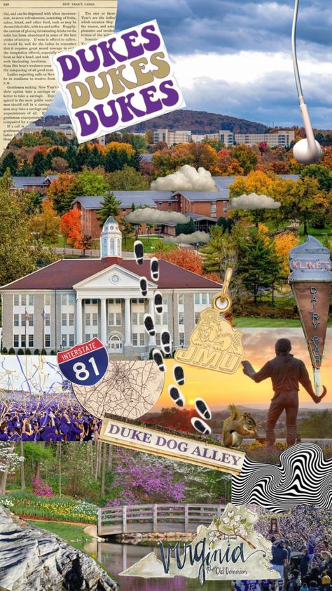 Duke University Aesthetic Wallpaper, James Madison University Aesthetic, Duke University Aesthetic, Jmu Aesthetic, Jmu Dukes, College Prints, College Collage, Gift Collage, Work Vision Board