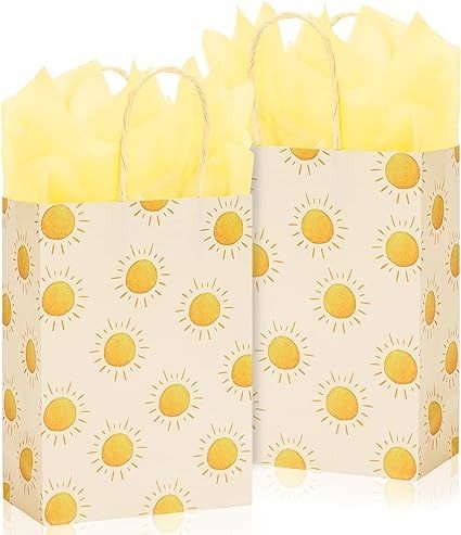 Amazon.com: Whaline 12Pcs Boho Sun Party Favor Bag with 20Pcs Yellow Tissue Paper First Trip Around The Sun Paper Gift Bag with Handles Bulk Yellow Sun Goody Candy Treat Bag for Baby Shower Birthday Party Decor : Health & Household Yellow Party Favors Goodie Bags, Sun Party Favors, Sun Paper, Paper Gift Bags, Favor Bag, Party Favor Bags, Party Bags, Treat Bags, Pharmacy Gifts