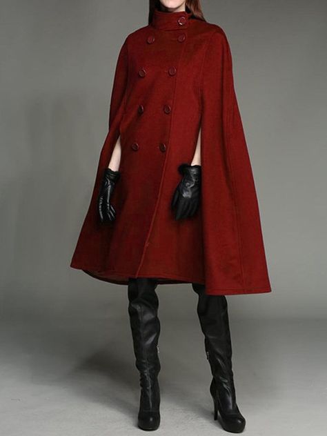 Inverness Coat, Witch Clothes, Wool Cape Coat, Witchy Aesthetic, Capes & Ponchos, Red Cape, Wool Cape, Witch Outfit, Black Gloves