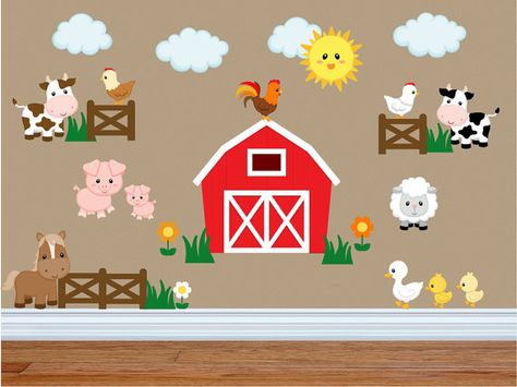 Farm Animal Nursery Decor, Animal Kids Room, Farm Animal Nursery, Baby Room Themes, Kids Room Paint, Kids Room Wall Decals, Farm Nursery, Animal Wall Decals, Nursery Baby Room