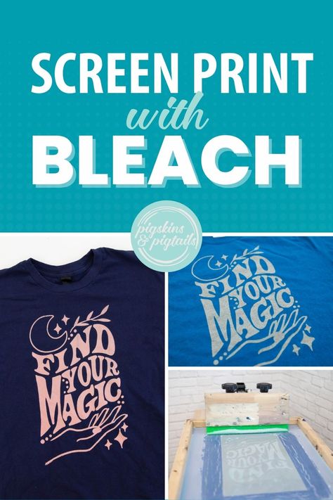 Screen Print Design Ideas, Bleach Gel Art, Bleach Gel Diy, Bleach Screen Print Shirt, Bleach Gel Shirt Diy, Sublimation Vs Screen Printing, Screen Print With Vinyl, How To Make Screen Print Transfers, Leaf Bleach Printing