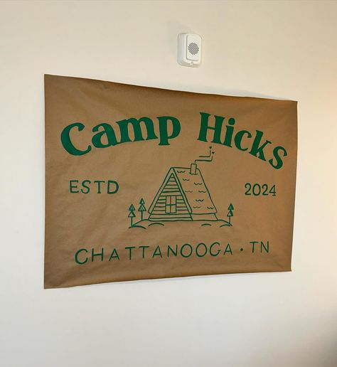 Camp Hicks 🏕️ #bannerpainting #bannerdesign #bachelorettebanner #bacheloretteparty #bachdecor Camp Sleepover Party, Summer Camp Party Decorations, Camp Signage, Camp Branding, Camp Banner, Sisterhood Ideas, Sisterhood Retreat, Camp Birthday, Camp Party