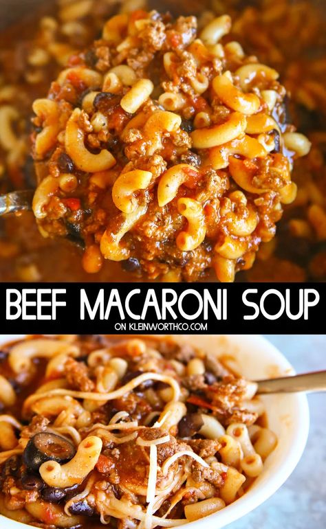 Recipes With Elbow Noodles, Beef Macaroni Soup, Macaroni Soup Recipes, Beef Macaroni, Macaroni Noodles, Macaroni Soup, Easy Family Dinner, Soup With Ground Beef, Elbow Macaroni