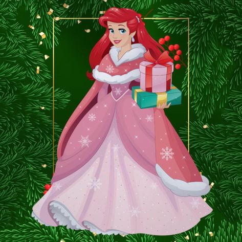 Disney Princess Christmas Wallpaper, Ariel Christmas, Disney Princess Christmas, Disney Merry Christmas, Disney Princess Villains, Princess Christmas, Disney Movie Characters, Walt Disney Characters, Mermaid Christmas