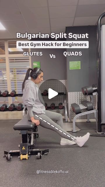 Dilek Akmergiz on Instagram: "Bulgarian Split Squat: Glutes vs Quads 👌🏼

Best Gym Hack for Beginners✅

Know the difference 😉

Cc @fitnessdilekofficial 

#bestgymhacks #gymhacks #fitnesshacks #bulgariansplitsquats #bulgariansquats #gymtips #workouttips #glutesworkout #bootyworkout #bootybuilding #quadsworkout #gymworkout" Glutes Vs Quads, Split Squats, Bulgarian Split Squats, Gym Tips, Split Squat, Best Gym, I Work Out, Glutes Workout, Fitness Tips