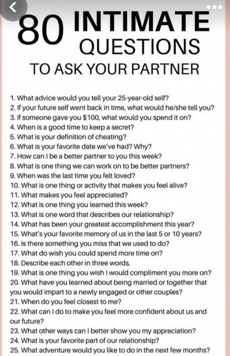 Questions To Ask Your Partner, Deep Conversation Topics, Intimate Questions, Romantic Date Night Ideas, Questions To Ask Your Boyfriend, Relationship Lessons, Relationship Therapy, Relationship Advice Quotes, Fun Questions To Ask