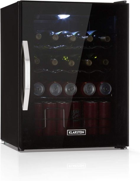 Klarstein Drinks Refrigerator, Small for Champagers, Mini Fridge Silent for Office Camping Outdoor, Mini Fridge with Glass Door, Mini Fridge 0-13°C, Beer Fridge 60 Litres, Black [Energy Class D] Mini Fridge In Bedroom Aesthetic, Mini Fridge In Bedroom, Black Mini Fridge, Jacuzzi Room, Refrigerator Accessories, Black Energy, Beer Fridge, Mini Bars, Bedroom Essentials