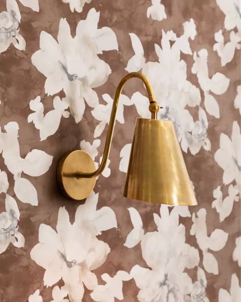 Shop "wallpaper" on LTK Sconces Over Bookshelves, Floral Wall Sconces, Studio Mcgee Wallpaper, Appliance Counter, Kitchen Sconces, Brown Cottage, Staircase Wall, Antique Wallpaper, House Lighting