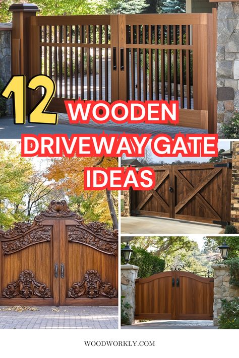 Upgrade your home's curb appeal with stunning wooden driveway gate ideas! Discover stylish, durable designs to add security and elegance. Read the full article for inspiration!
#WoodenDrivewayGates #GateDesignIdeas #HomeExteriorInspiration #DIYGateProjects #CurbAppeal Large Gates Entrance, Gate For Driveway Entrance, Breezeway Gate Ideas, Wooden Driveway Gate Ideas, Wood Driveway Gate, Diy Driveway Gate, Entry Gate Ideas, Wooden Gate Door, Wooden Side Gates