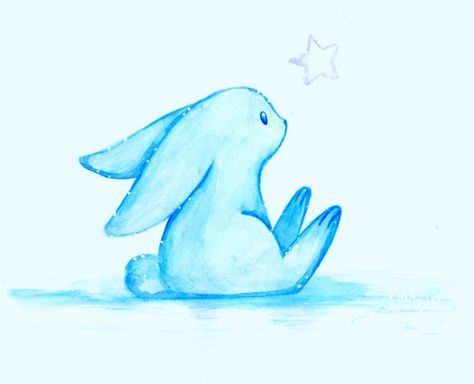 http://matmatou.deviantart.com/art/blue-rabbit-363287969 Blue Bunny Aesthetic, Rabbit Art For Kids, Rabbit Art Illustration, Water Bunny, Art Craft Ideas, Rabbit Artwork, Korean Illustration, Art Rabbit, Rabbit Gif