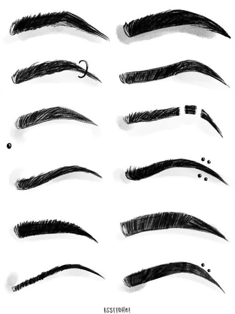 Eyebrow Drawing Reference, Eyebrow Reference, Cartoon Eyebrows, Anime Eyebrows, Eyebrows Drawing, Drawing Eyebrows, Eyebrow Drawing, Types Of Eyebrows, Eye Drawing Tutorials