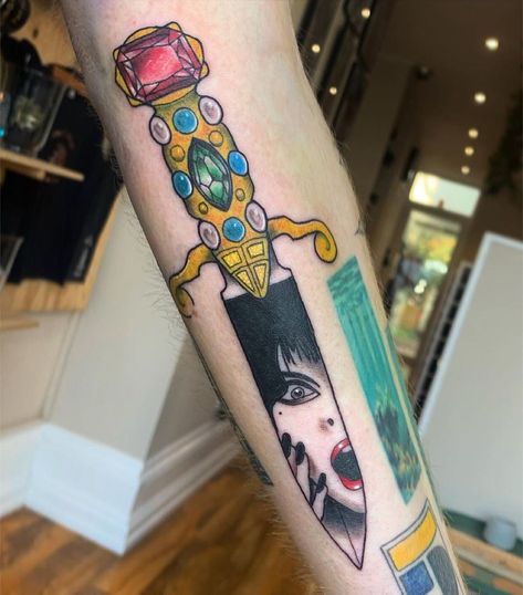 John Waters Tattoo, Elvira Tattoo, Snitches Get Stitches, Elvira Mistress Of The Dark, Bat Tattoo, Gothic Tattoo, Dagger Tattoo, Dark Tattoo, Tattoo Inspo