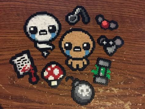 I made a few Isaac sprites from mini perler beads! - Album on Imgur Binding Of Isaac Pixel Art, Binding Of Isaac Perler Beads, Hollow Knight Perler Beads, Mini Perler Beads, Hama Art, Binding Of Isaac, Hamma Beads Ideas, The Binding Of Isaac, Perler Art