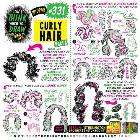 Stylized Curly Hair, Draw Curly Hair, Etherington Brothers, Curly Hair Drawing, Instagram Brand, Drawing Hair, How To Think, Book Maker, Comic Styles