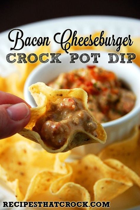 20 Crowd Pleasing Dip Recipes Dip Recipes Crockpot, Crock Pot Dips, Food Appetizers, Bacon Cheeseburger, Ideas Food, Buffalo Chicken Dip, God Mat, S'mores, Think Food