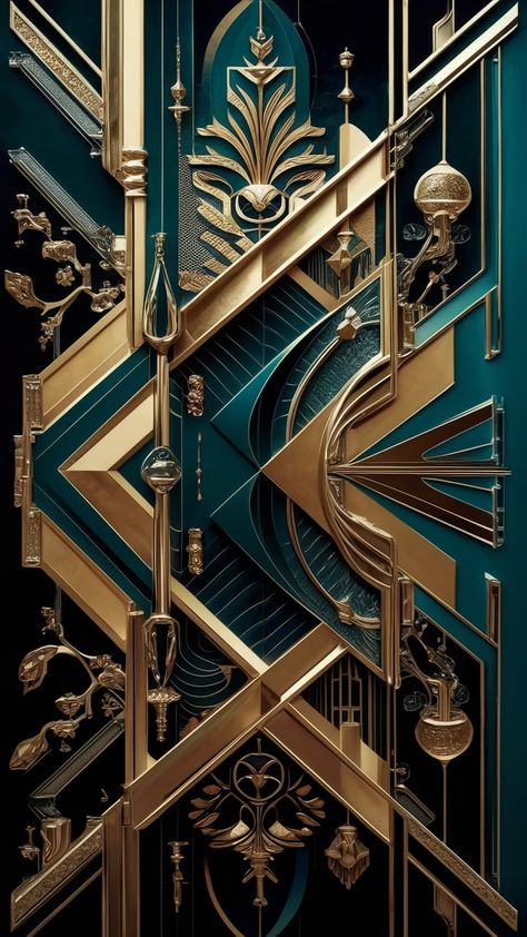 Dive into the luxurious allure of this Art Deco print, showcasing bold geometry and intricate patterns. Rich blues, golds, and chrome evoke opulence, while stylized flora and fauna motifs add modern depth. Influenced by futurism and cubism, this captivating artwork balances vintage glamour with contemporary sophistication. Perfect for art lovers and collectors alike. #ArtDeco #VintageArt #HomeDecor Art Deco Pattern Design, White Octopus, Art Deco Hotel, Dishonored 2, Silly Art, Abstract Posters, Glamour Art, Art Deco Artwork, Awesome Wallpapers