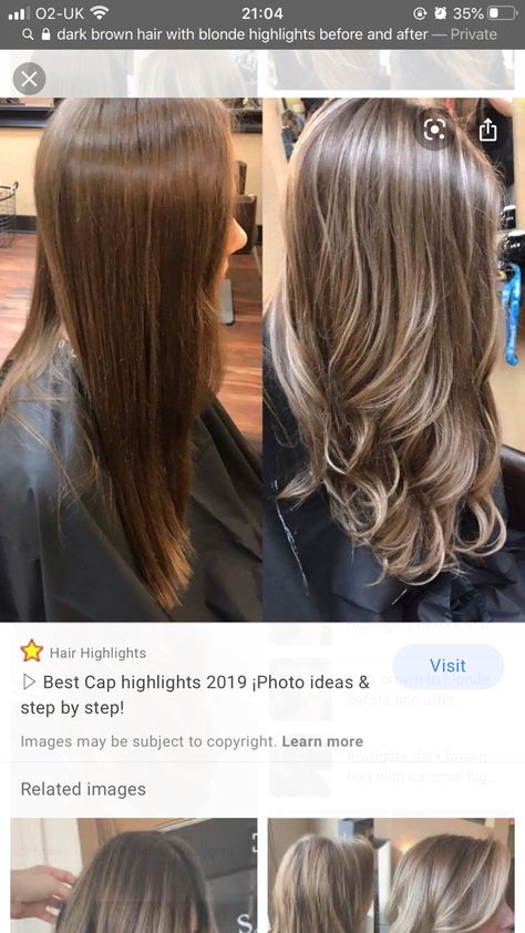 Cap Highlights On Dark Hair, Brown Frosted Hair, Blonde To Light Brown, Dark Brown Hair With Blonde Highlights, Highlights On Dark Hair, Cap Highlights, Frosted Hair, Piece Highlights, Hair Dyes