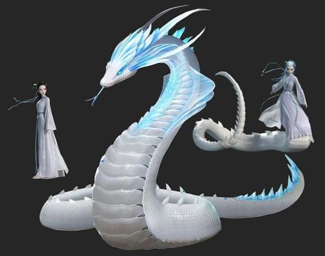 Lan Wangji And Wei Wuxian, Chinese Legends, Lan Sizhui, Hybrid Art, Wonder Land, Beast Creature, Lan Wangji, Snake Art, White Snake