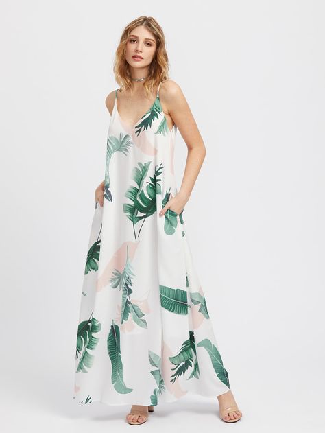 Shop Jungle Leaf Print Hidden Pocket Side Cami Dress online. SheIn offers Jungle Leaf Print Hidden Pocket Side Cami Dress & more to fit your fashionable needs. California Forest, Pocket Maxi Dress, Tent Dress, Jungle Print, Maxi Dress Online, Chiffon Maxi, Chiffon Maxi Dress, Hidden Pocket, Sleeveless Maxi Dress