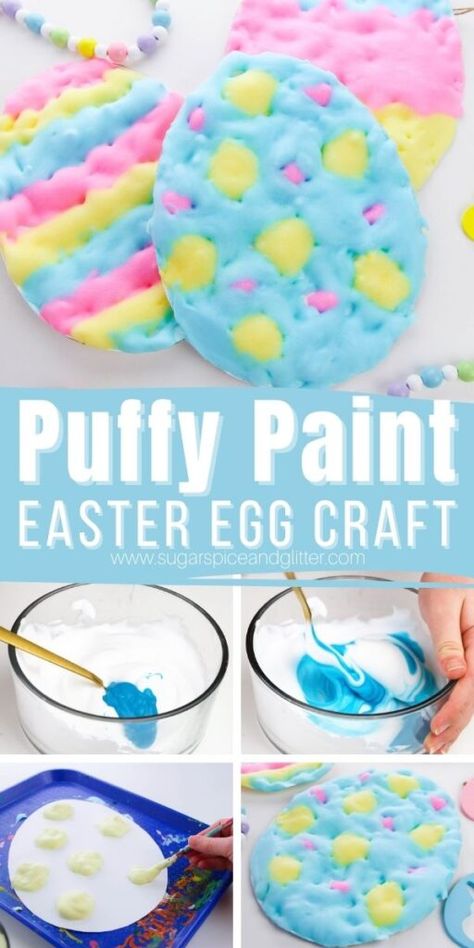 Easter Egg Crafts Preschool, Puffy Paint Crafts, Homemade Puffy Paint, Diy Puffy Paint, Easter Egg Craft, Activity Sensory, Easter Crafts Preschool, Egg Craft, Easter Crafts For Toddlers