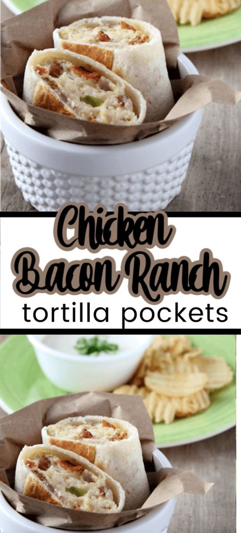 Chicken Bacon Ranch Tortilla Pockets Tortilla Pocket Recipes, Chicken Bacon Ranch Tortilla, Honey Barbeque Chicken, Barbeque Chicken Sandwich, Tortilla Pockets, Bacon Ranch Wraps, American Lunch, Aldi Meals, Southwest Chicken Wraps