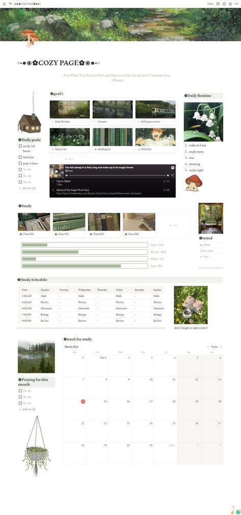 Cozy Cottagecore Notion Template Cottagecore Notion, Notion Workspace, Learning Template, Cozy Cottagecore, Aesthetic Notion, Small Business Planner, Notion Templates, Media Planner, Notes Inspiration