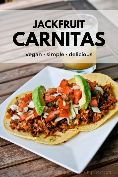 Meat For Tacos, Jackfruit Carnitas, Jackfruit Recipes, Carnitas Recipe, Vegan Meat, Tacos Burritos, Clean Green, Vegan Eats, Vegan Foods